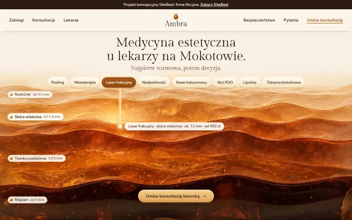 Strona Ambra na komputerze - zrzut z żywej strony