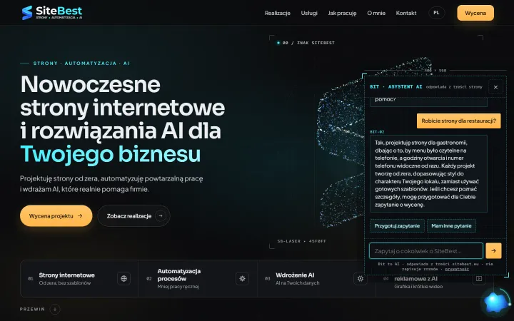 Bit na sitebest.eu na komputerze — zrzut prawdziwej rozmowy