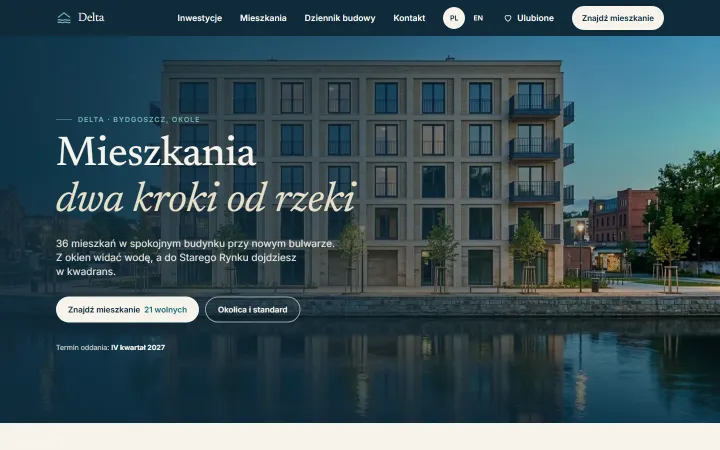 Strona Delta na komputerze - zrzut z żywej strony