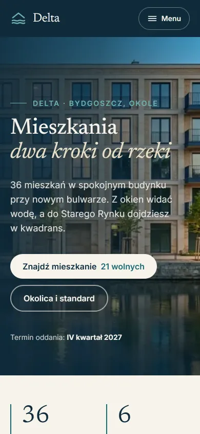 Strona Delta na telefonie - zrzut z żywej strony