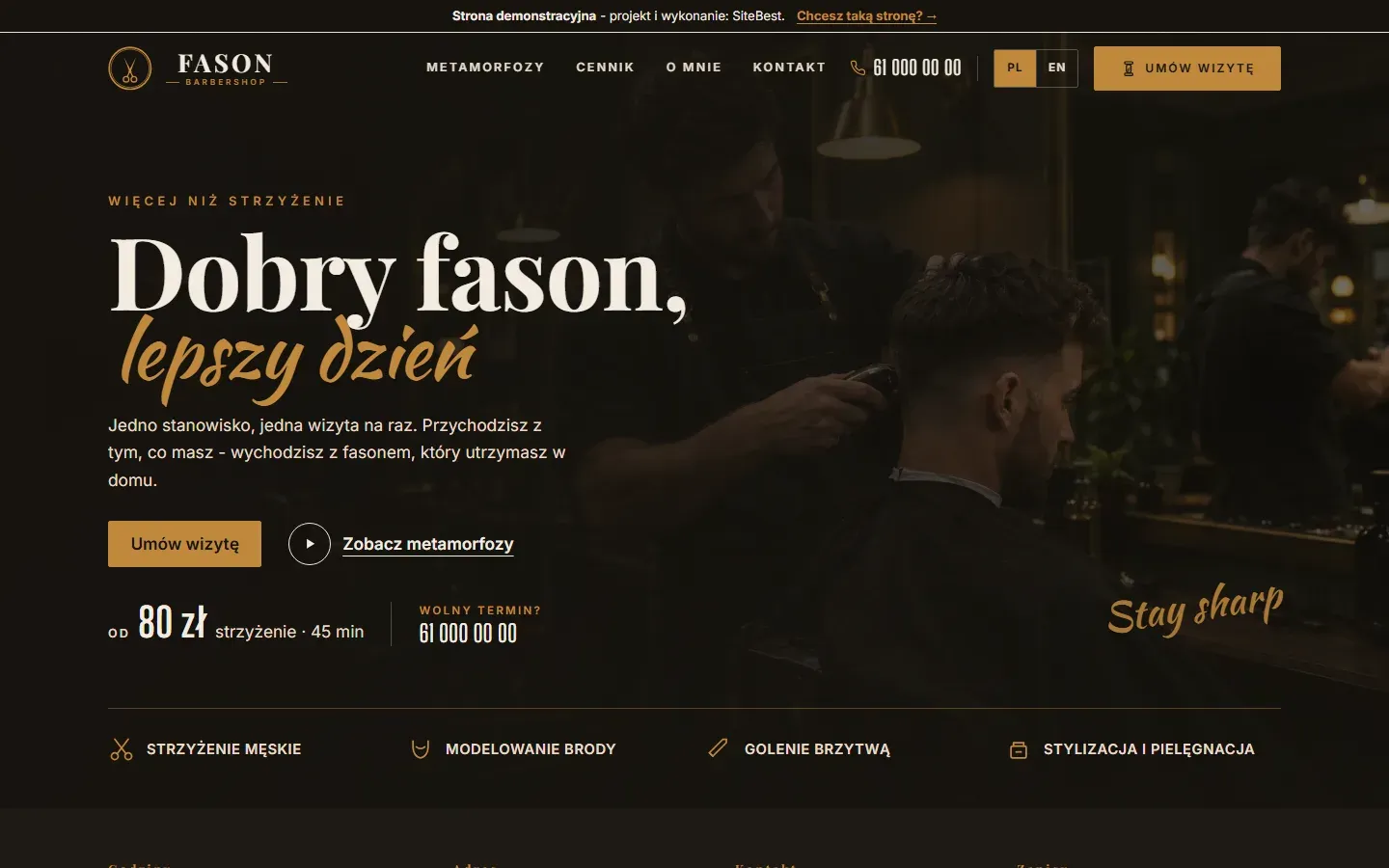 Strona Fason na komputerze — zrzut z żywej strony