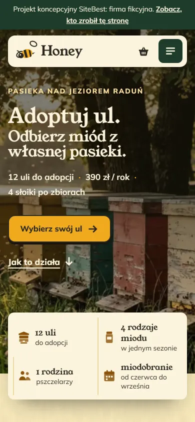 Strona Honey na telefonie - zrzut z żywej strony