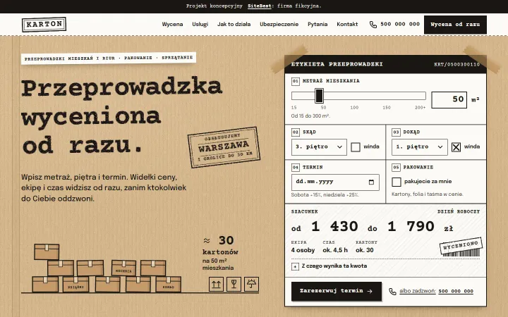 Karton website on desktop - screenshot of the live site