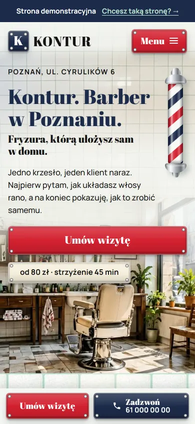 Strona Kontur na telefonie - zrzut z żywej strony