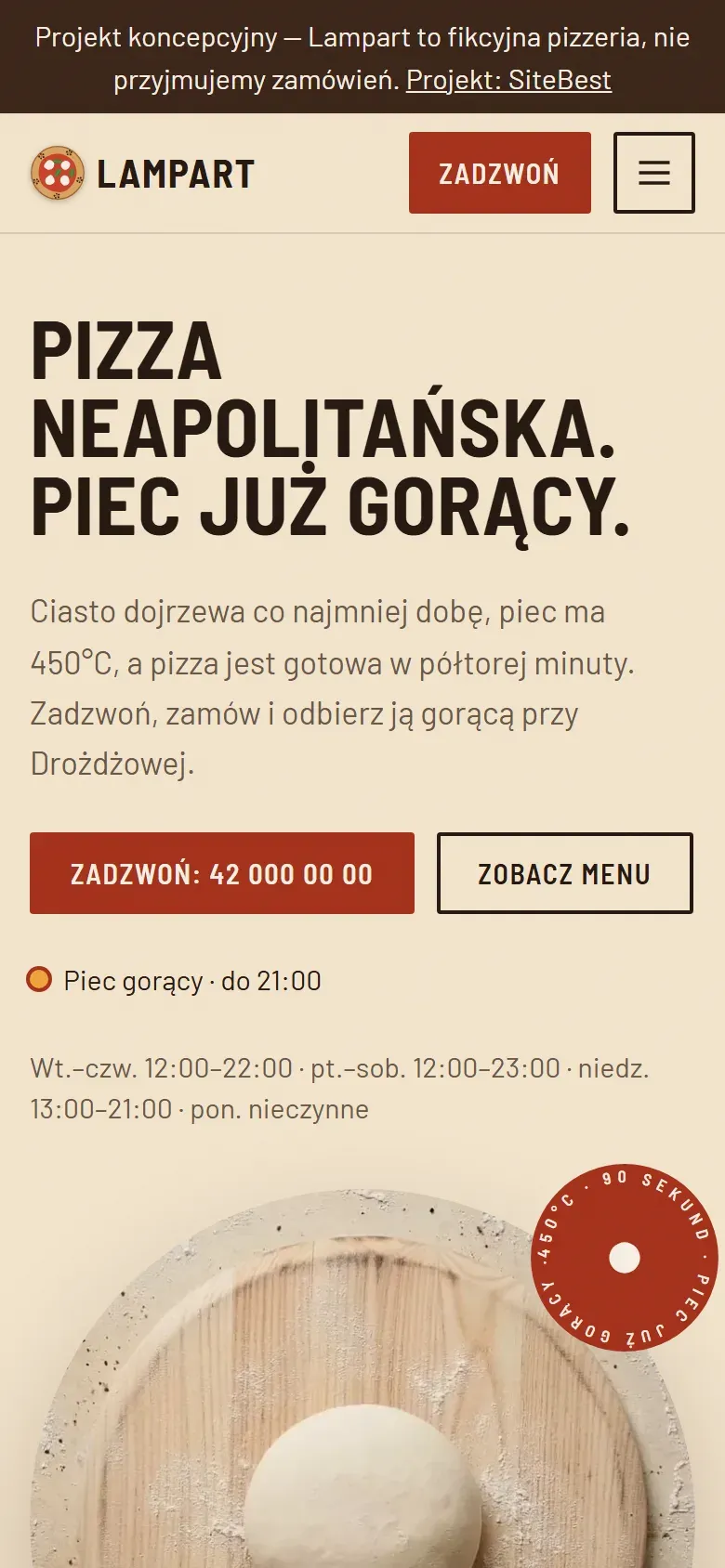 Strona Lampart na telefonie — zrzut z żywej strony