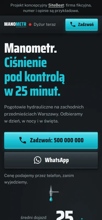 Manometr website on a phone - screenshot of the live site