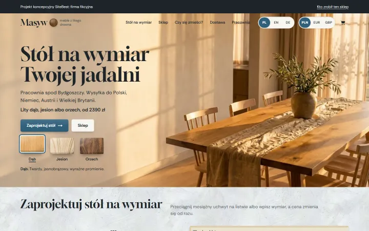 Masyw website on desktop - screenshot of the live site