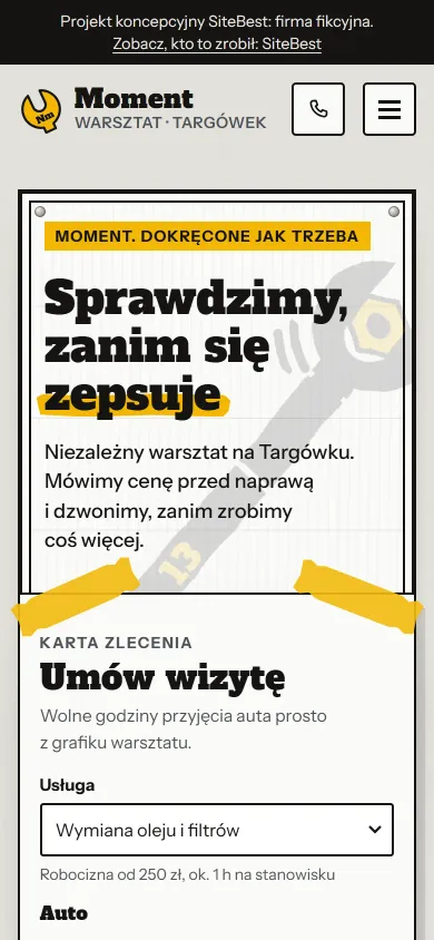 Strona Moment na telefonie - zrzut z żywej strony