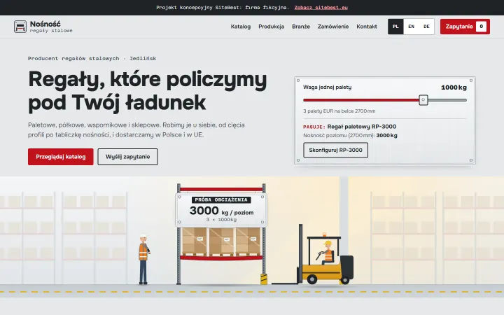 Nośność website on desktop - screenshot of the live site