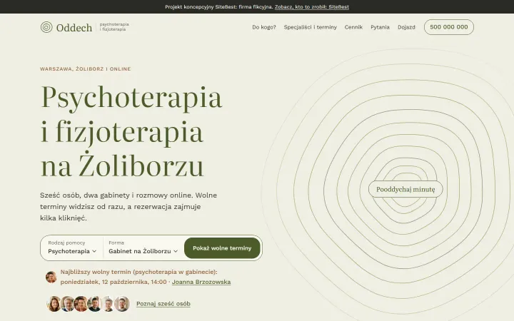 Oddech website on desktop - screenshot of the live site