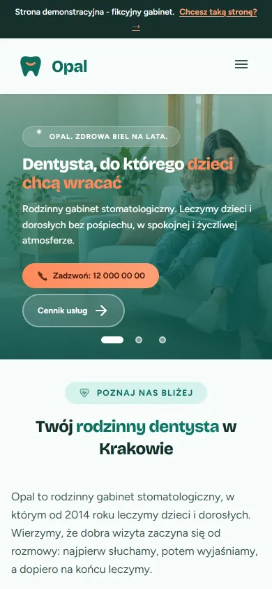 Opal website on a phone - screenshot of the live site