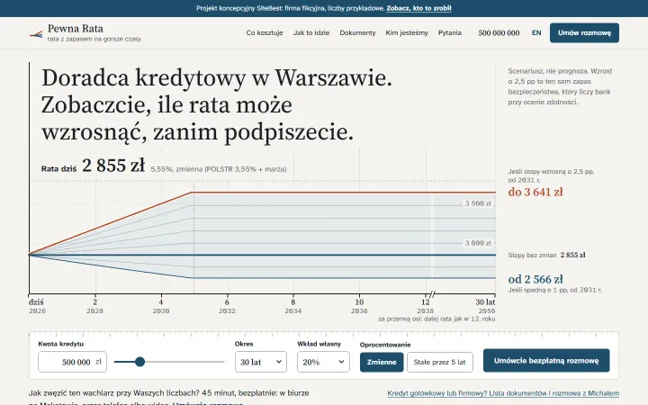 Pewna Rata website on desktop - screenshot of the live site