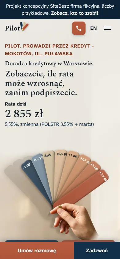 Pilot website on a phone - screenshot of the live site