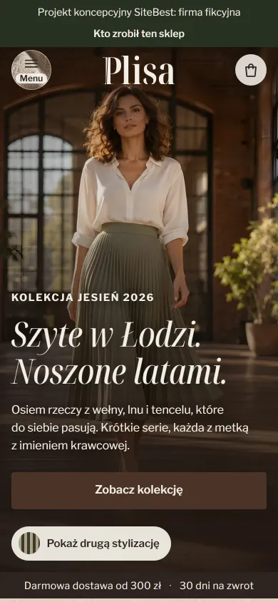 Plisa website on a phone - screenshot of the live site