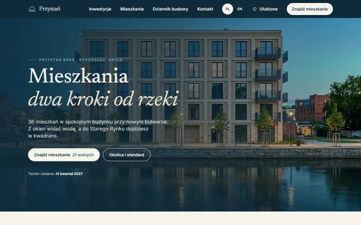 Przystań website on desktop - screenshot of the live site