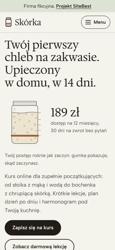 Strona Skórka na telefonie - zrzut z żywej strony