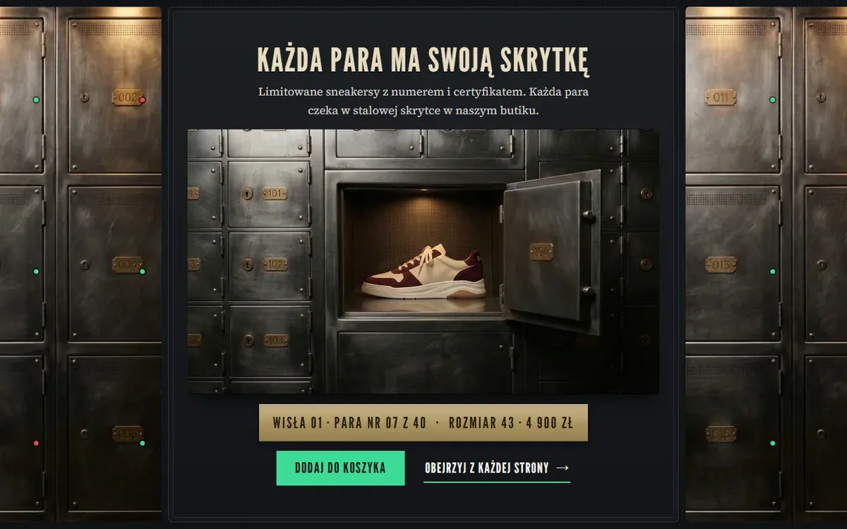 A locker that opens on the first screen: part of the VAULT 43 website