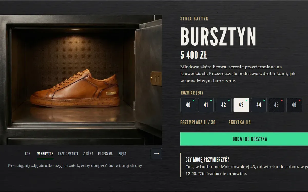 A size is one specific numbered pair: part of the VAULT 43 website