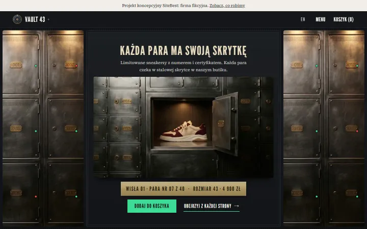VAULT 43 website on desktop - screenshot of the live site