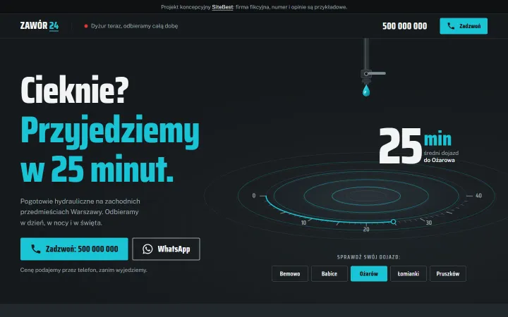 Strona Zawór 24 na komputerze - zrzut z żywej strony